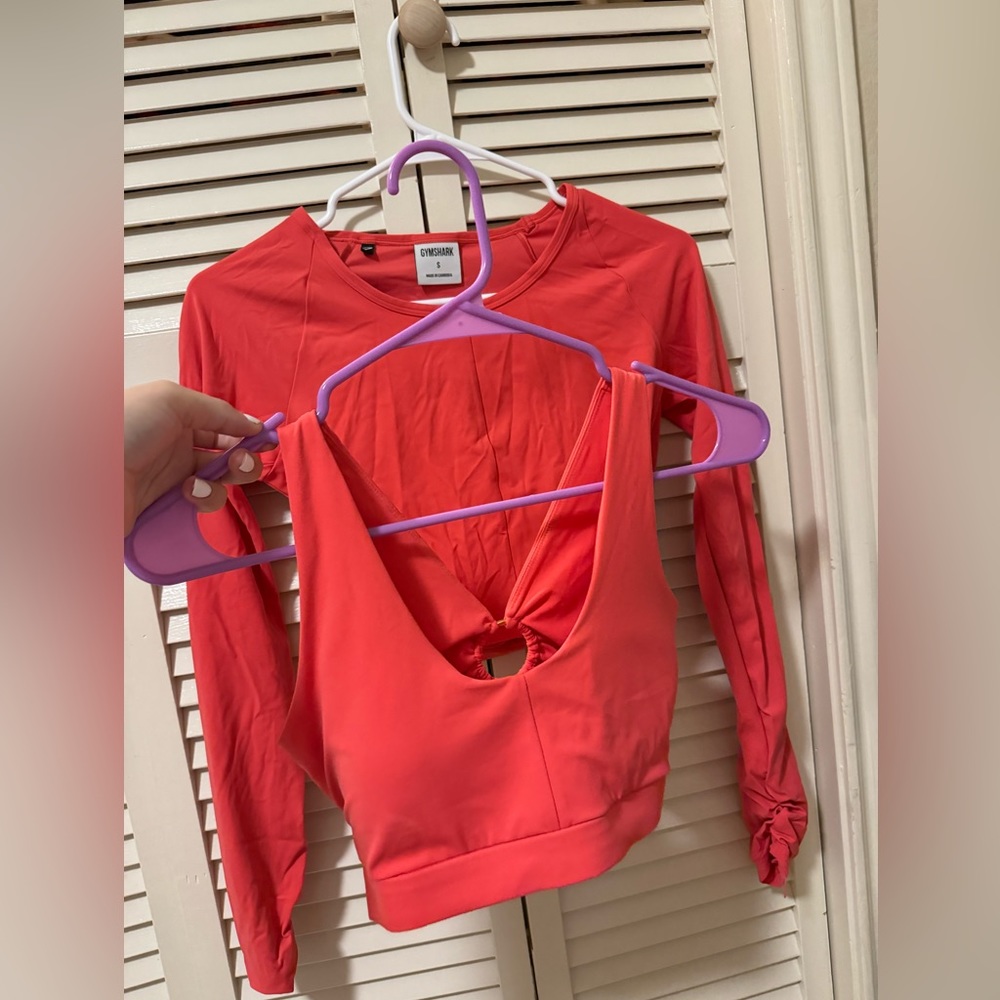 Whitney Simmons sports bra and matching long sleeve top .